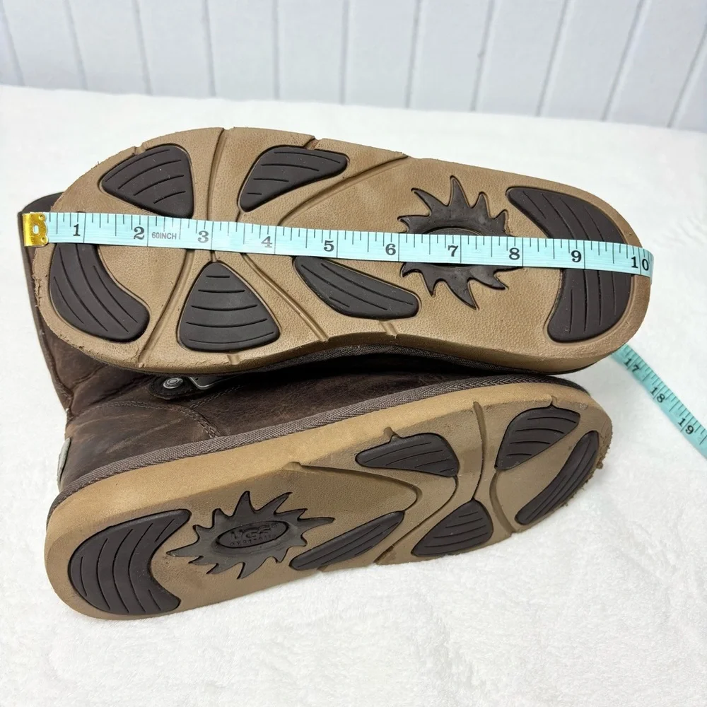 UGG Brown‎ Chocolate Leather Boots with Buckle Size 5